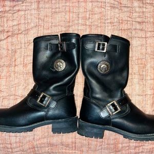 Leather Vintage Harley Davidson Motorcycle Boots